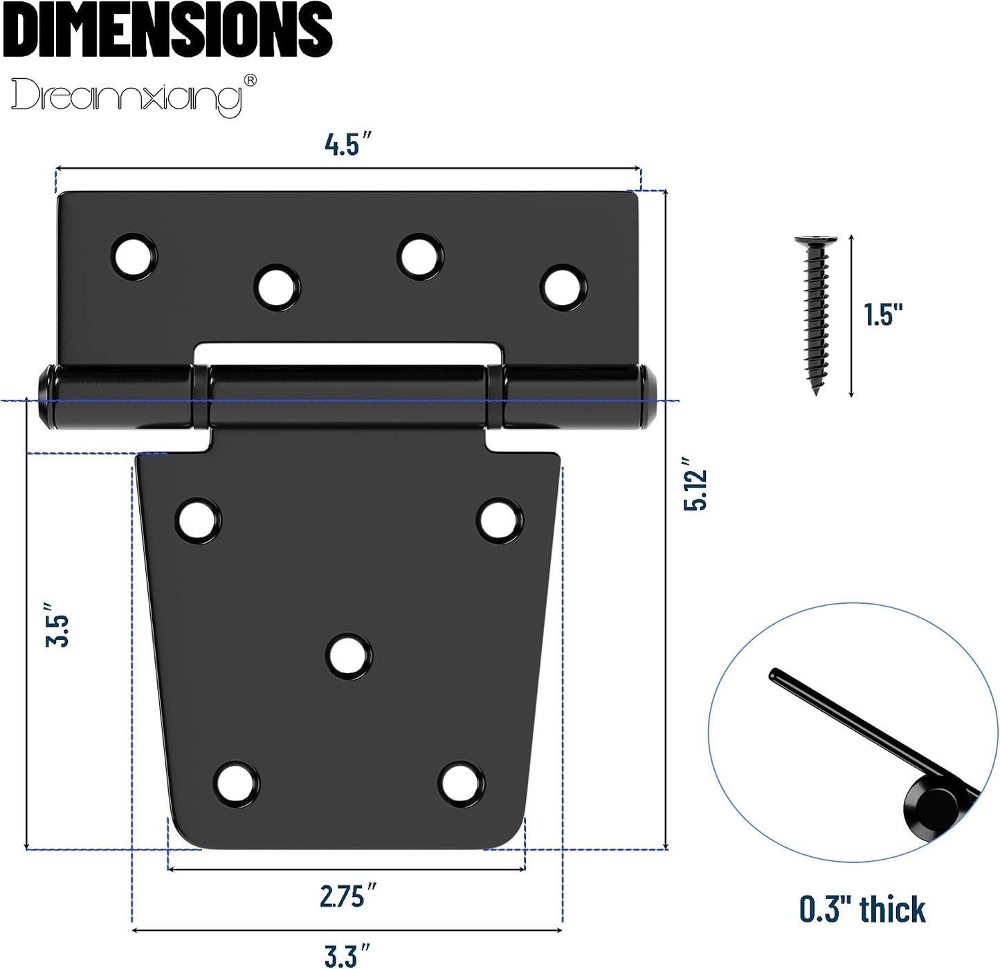 Bisagras puerta hierro negro para valla madera