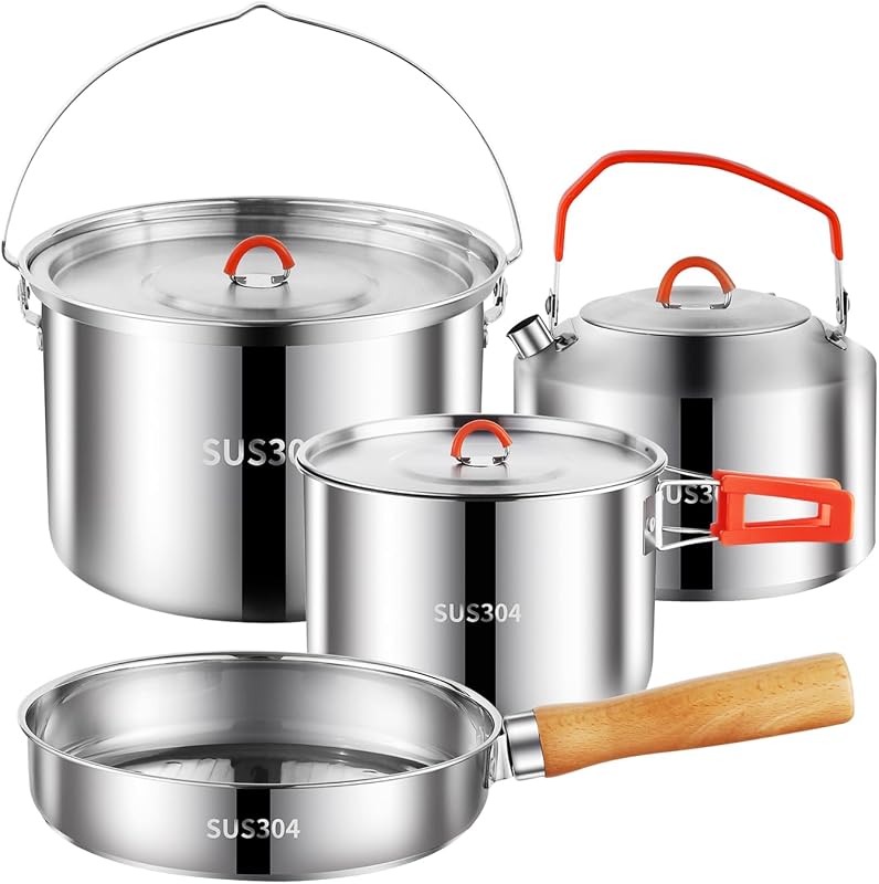 Set utensilios cocina acero inox 304 para camping