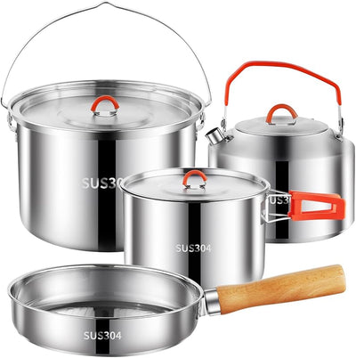 Set utensilios cocina acero inox 304 para camping