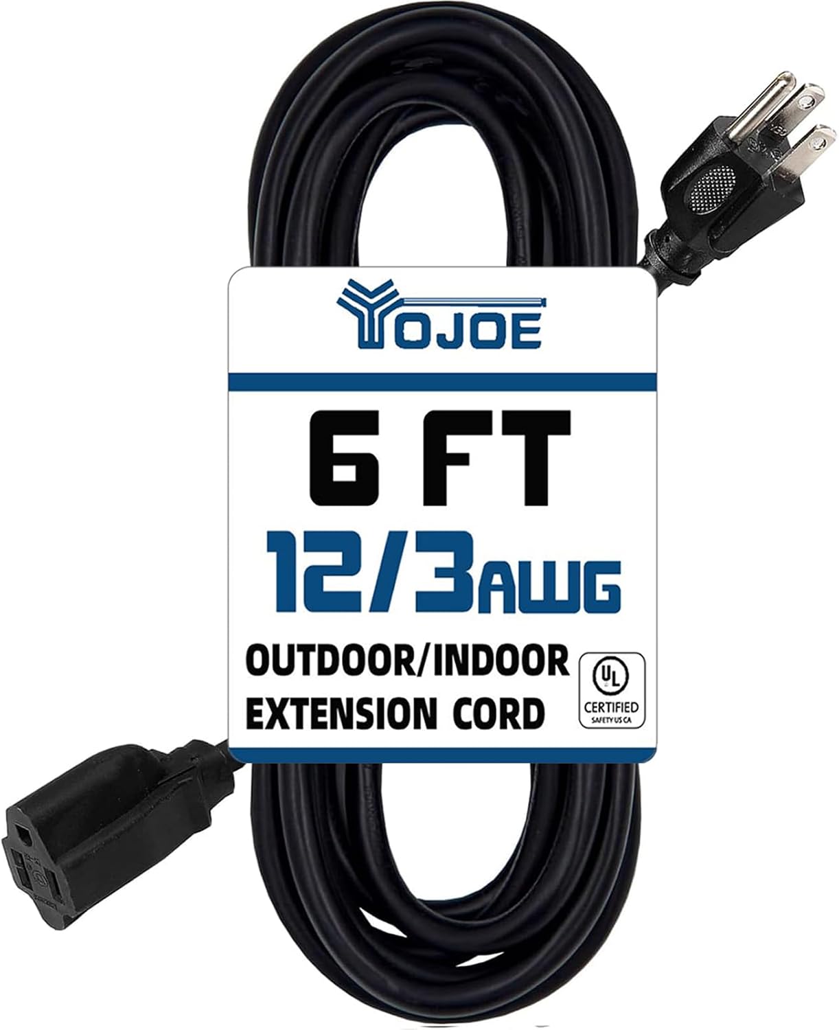 Cable extensión 3 clavijas 15A resistente negro 6 pies