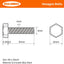 Pernos hex M6x30mm grado 8.8 acero aleación 20 pzas