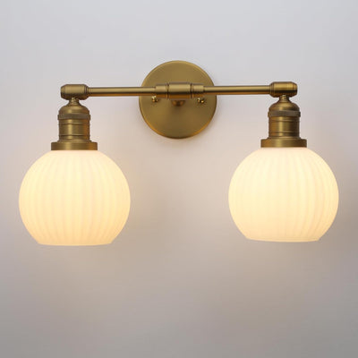 Aplique pared 2 luces globo vidrio blanco leche