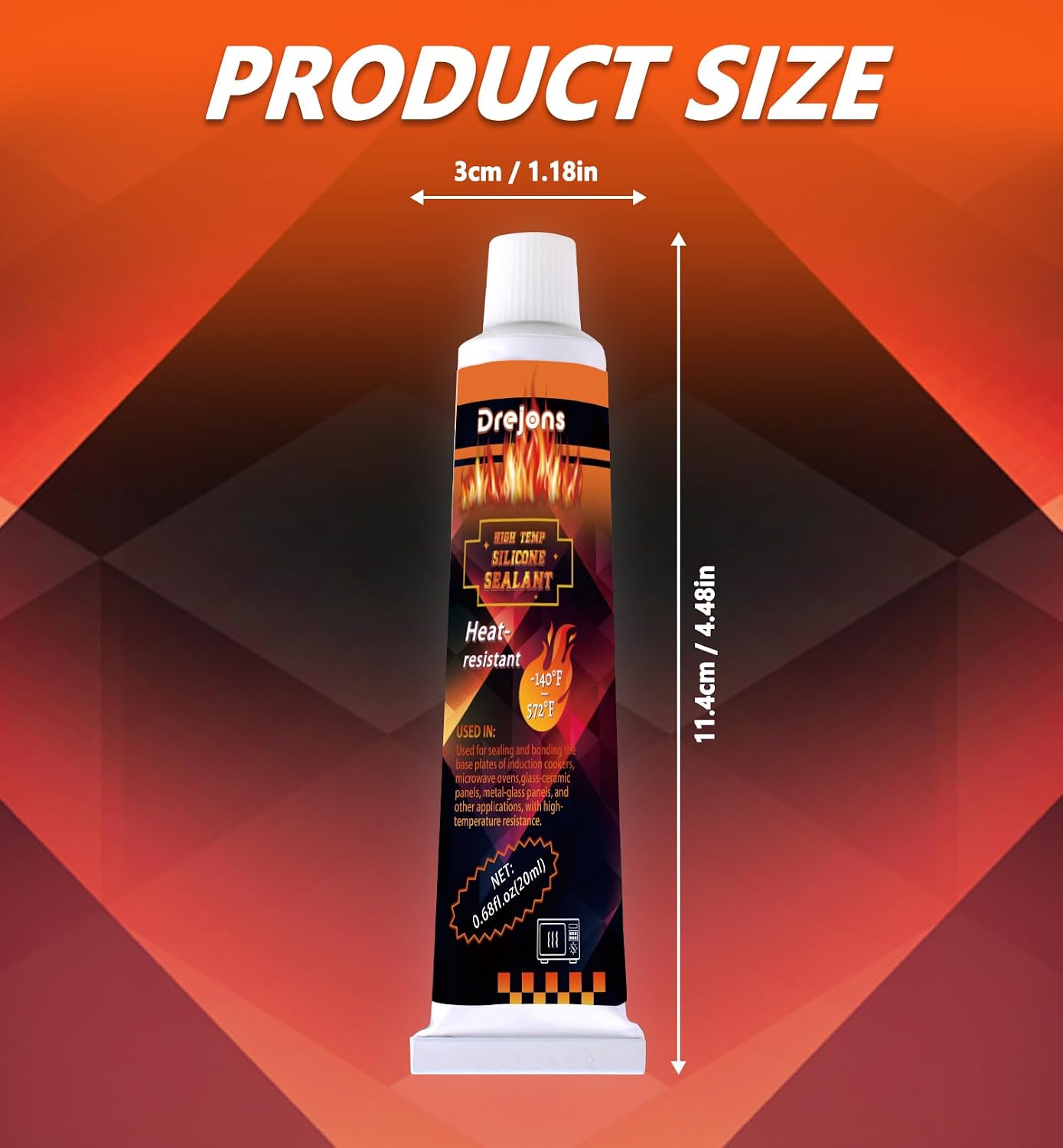 Sellador silicona alta temp para estufas 0.7oz 2uds