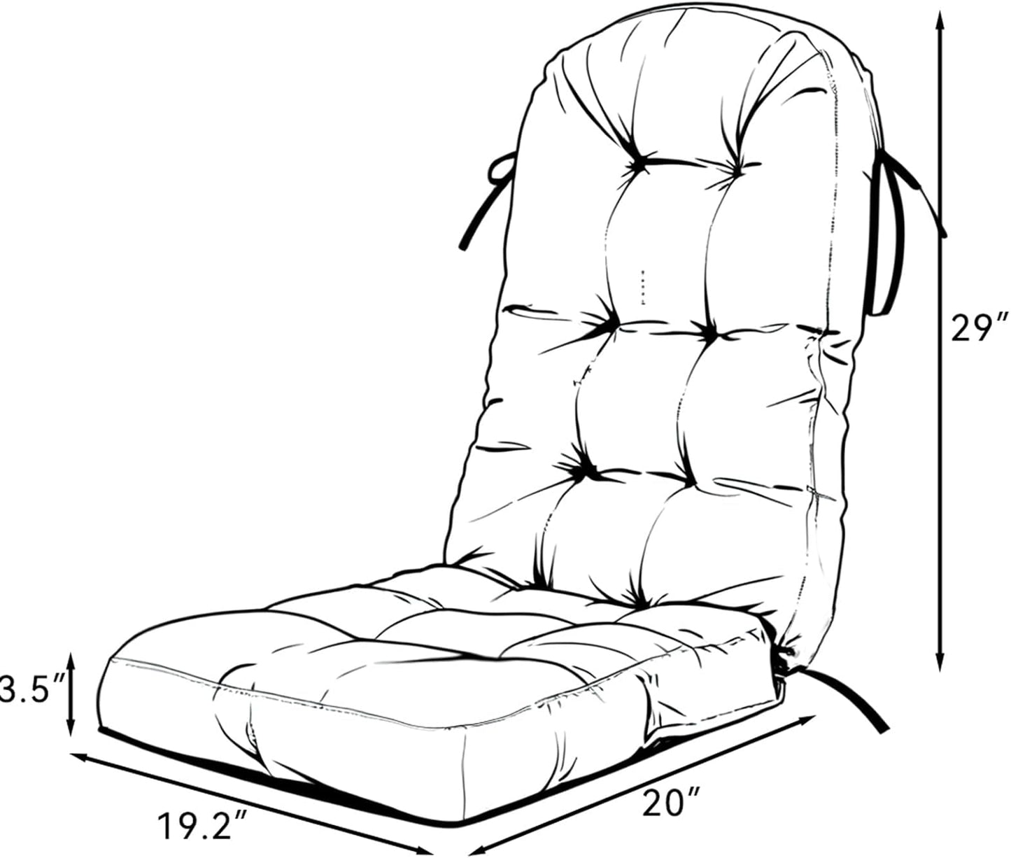Cojín silla mecedora Adirondack 49x19" color negro