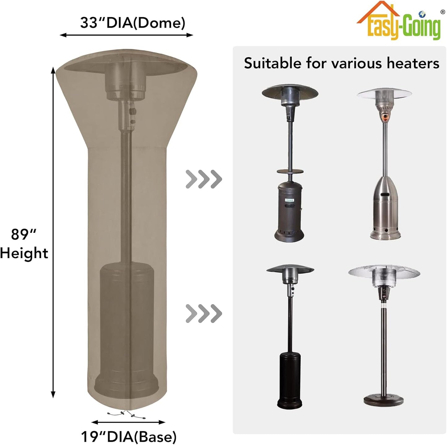 Funda calentador patio con cremallera y bolsa impermeable