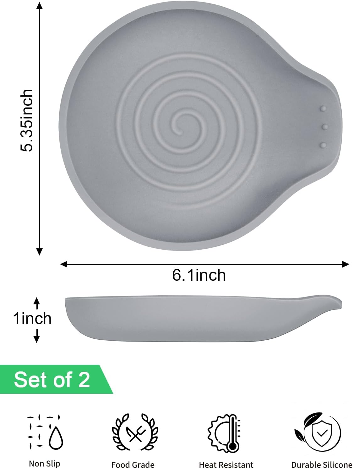 Reposa cucharas silicona gris encimera cocina 15.5cm set 2