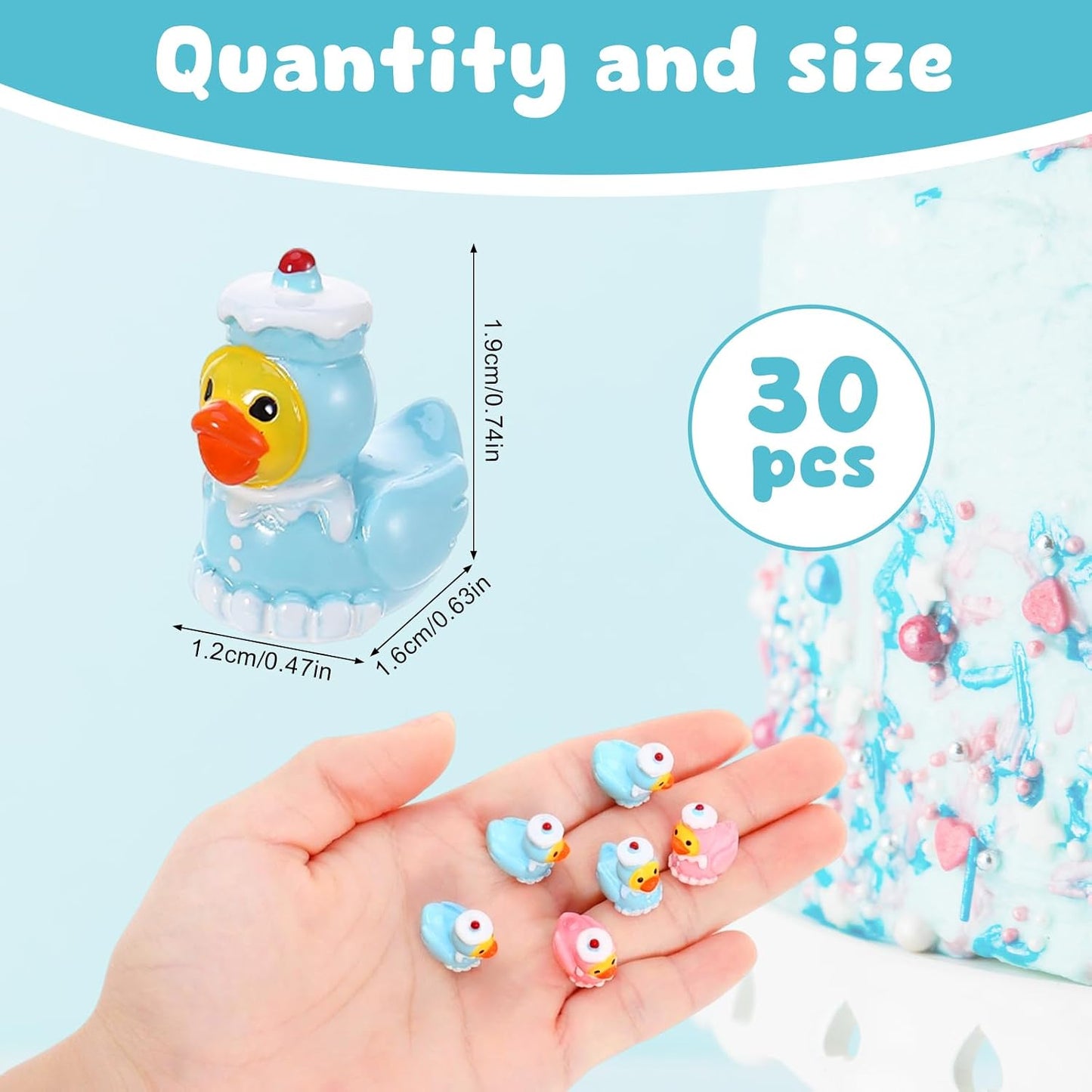 30 Pzas Patos Resina Mini para Regalos Cumpleaños