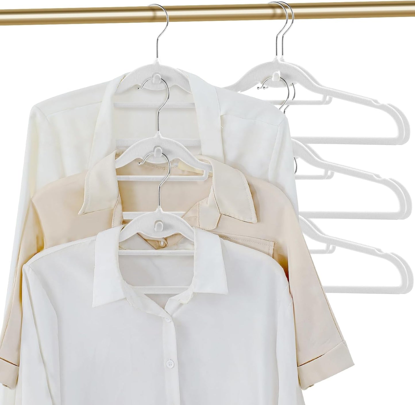 20 Perchas Terciopelo Blanco Antiderrap 360° para Adultos