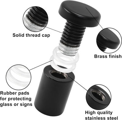 Tornillos separación letreros 3/4x1-3/16 pulg 4 soportes acrílico negro