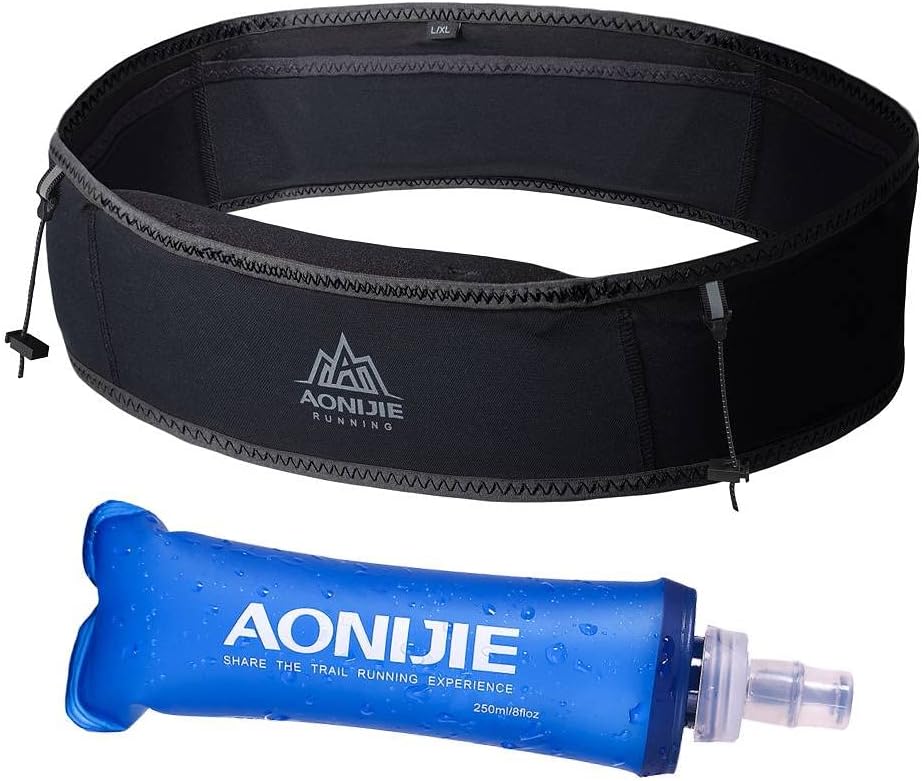Riñonera correr botella 8.5oz cintura absorbente negro