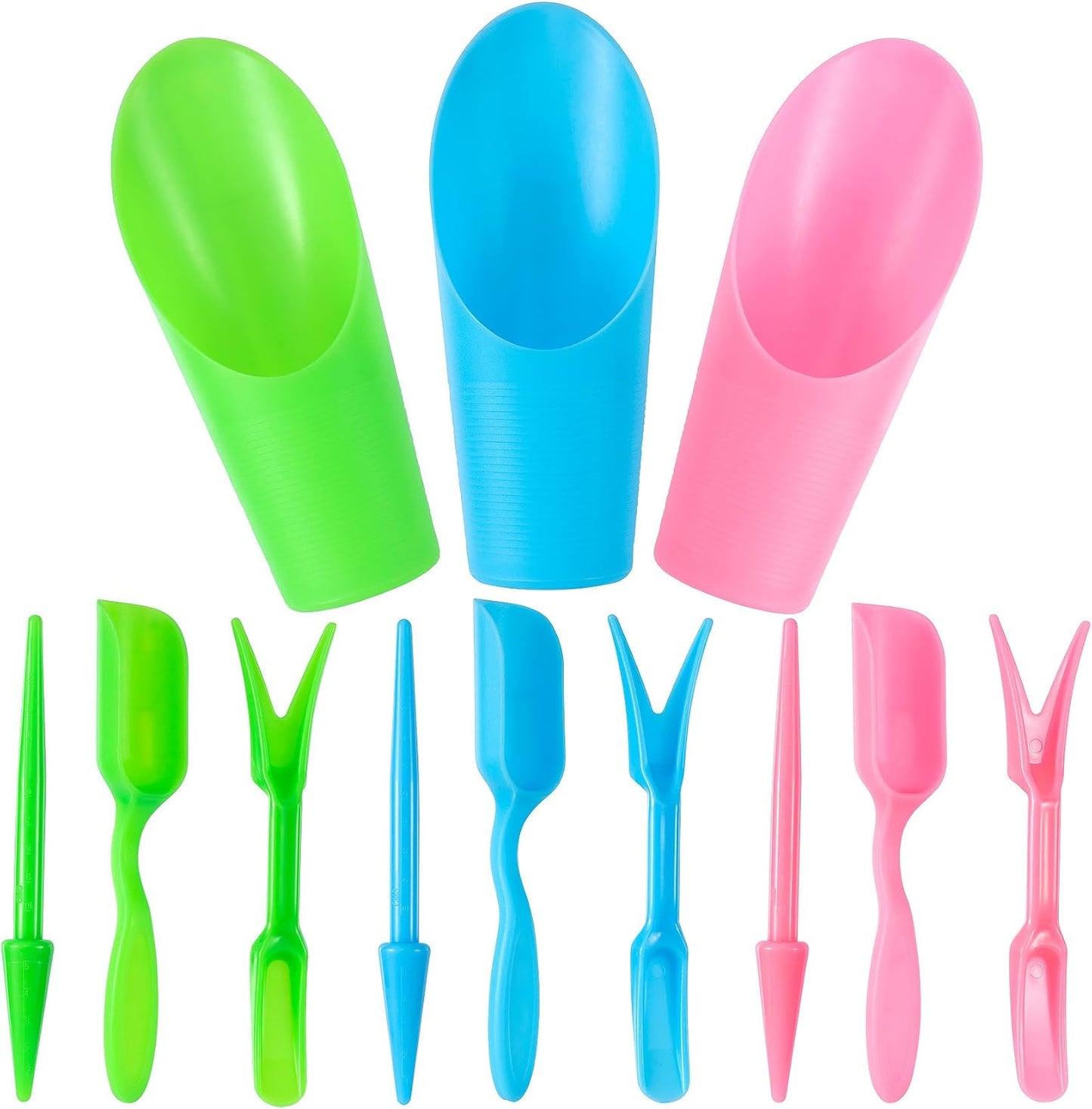 12 Pzas Palas Jardín Kit Cucharas Plástico para Bonsái y Flores