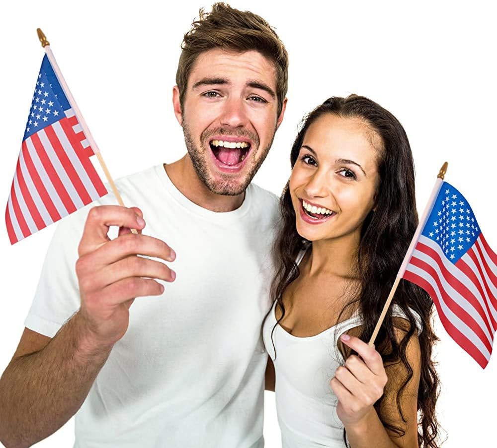 Banderas americanas en palo 5x8pulg 12uds decoración 4 de julio