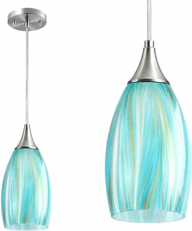 Lámpara colgante Serenity azul cielo para islas cocina