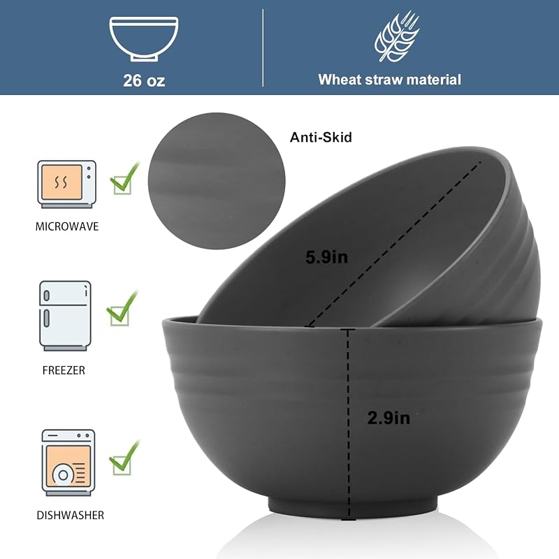 Set 8 Cuencos Paja Trigo para Niños 26oz Resistentes
