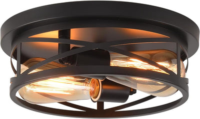 Luz techo empotrada estilo jaula metal vintage negra
