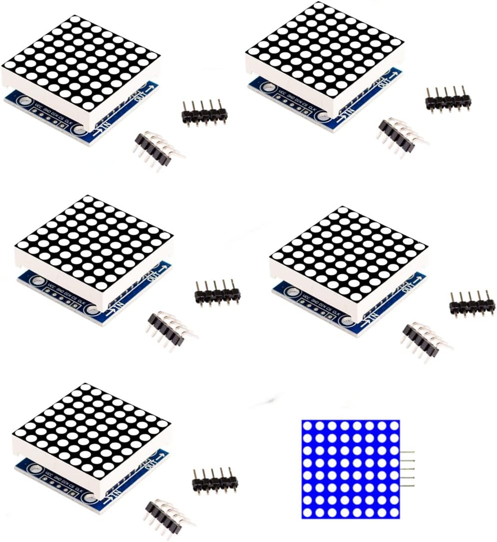 Kit matriz puntos led 5v max7219 8x8 azul