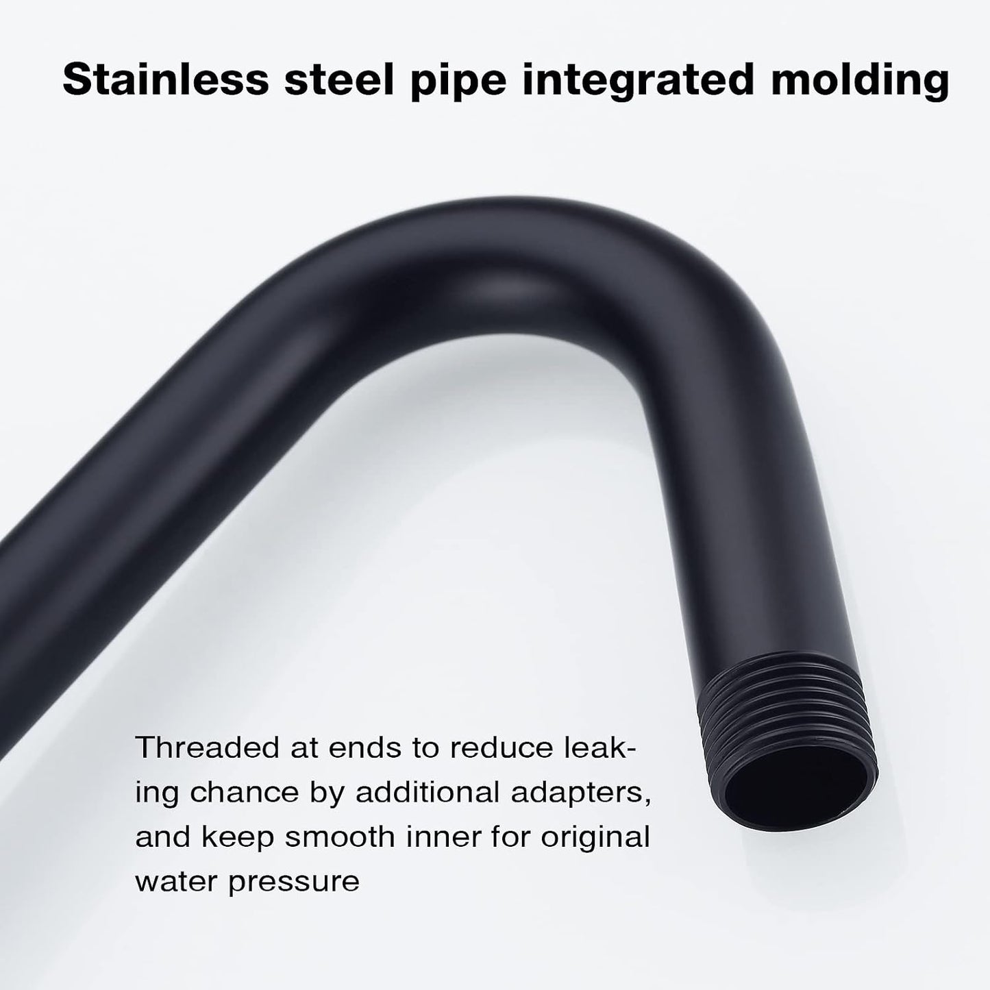 Brazo ducha forma S negro mate 12pulg acero inox