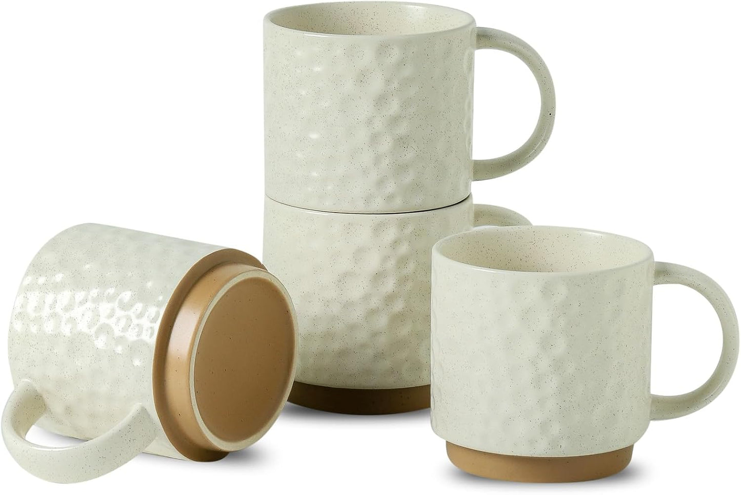 Set 4 Tazas Café Cerámica Blanco Mate