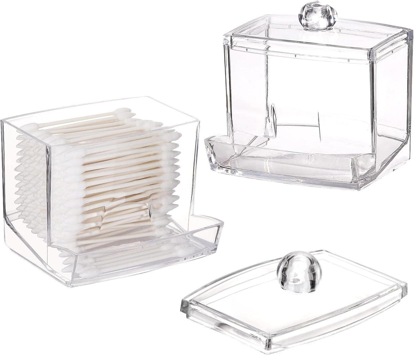 2 Dispensadores Qtip 10oz Soporte Transparente Organiz. Baño