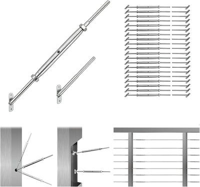 Kit 20 pares herrajes barandilla cable 1/8pulg acero inox