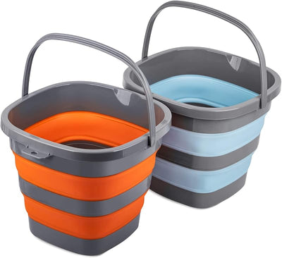 2 Cubos Plástico Plegables 10L Bañera Maceta