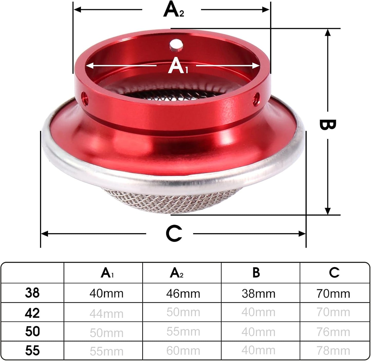 Carburador filtro aire 38mm entrada rápida Gy6 Vm22 Px22 Rojo