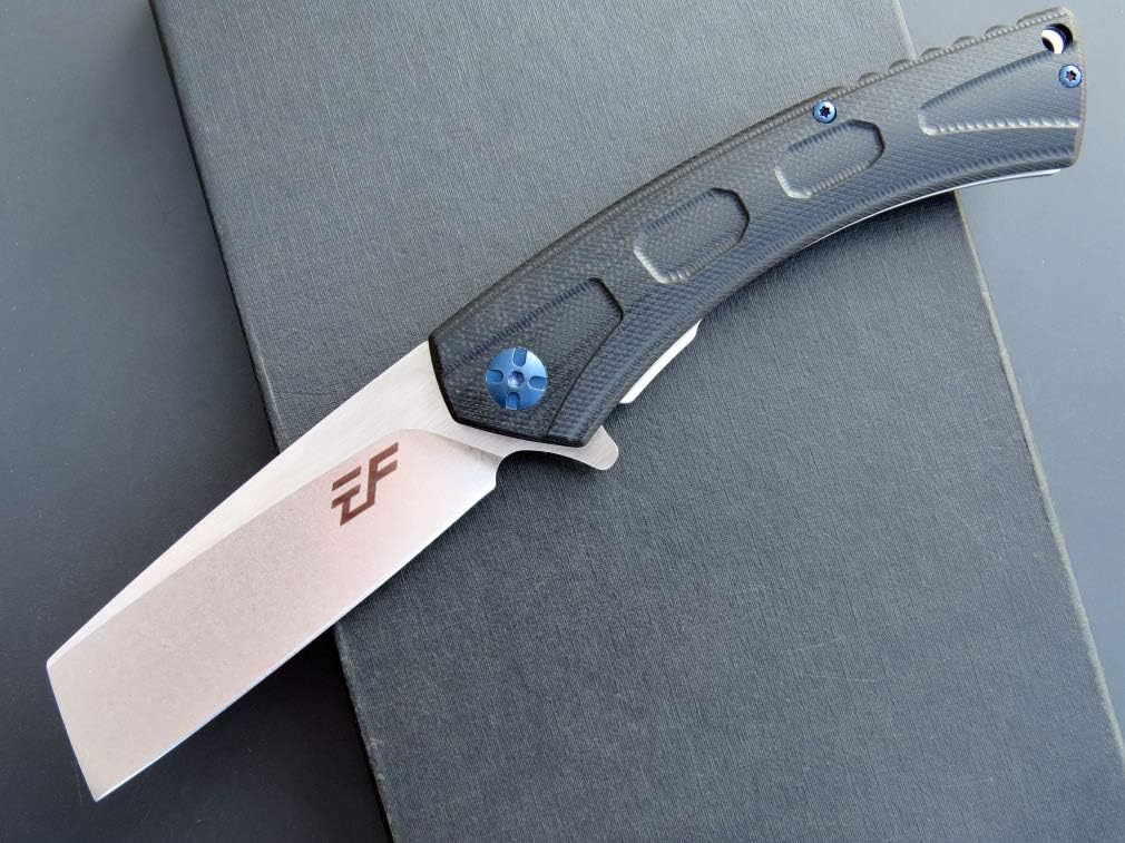 Cuchillo bolsillo D2 acero G10 mango clip EDC negro