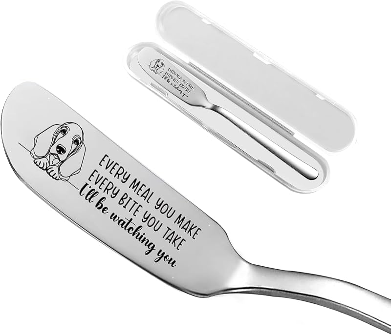 Cuchillo mantequilla de maní grabado para Basset Hound mujer