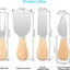 Juego 4 cuchillos queso mango madera acero inox