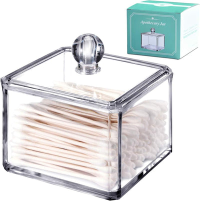 Soporte cuadrado acrílico Qtip con tapa para baño