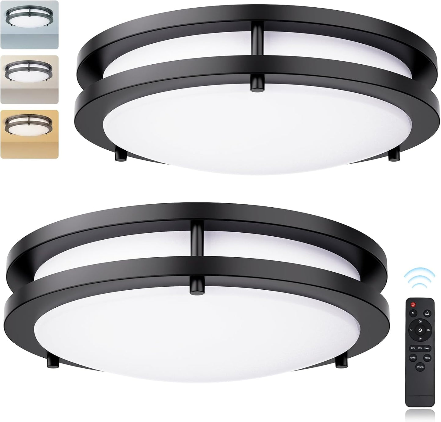 Luz techo LED empotrada 14pulg negro 24W CCT regulable