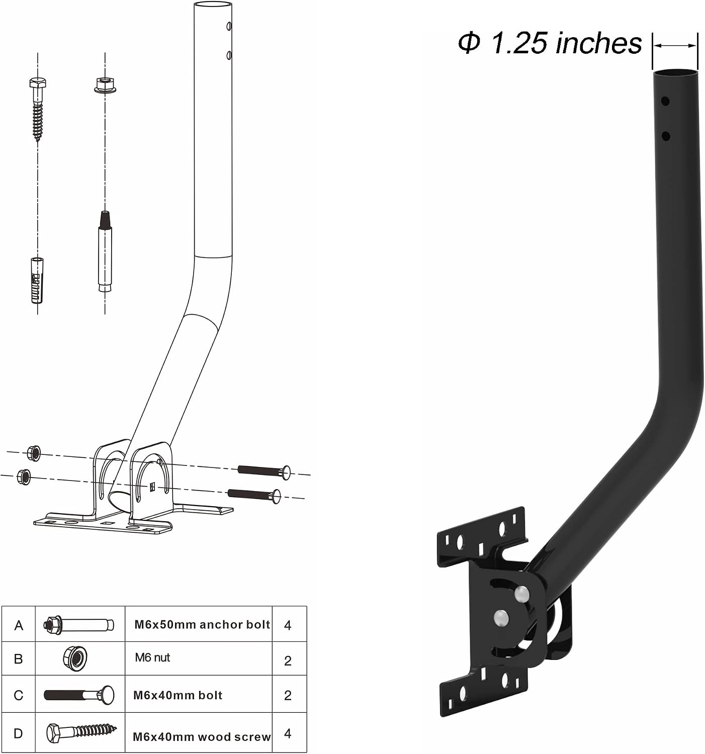 Antena ajustable poste universal 1.25"