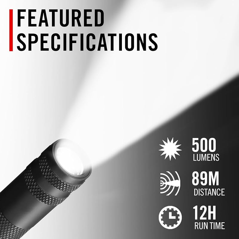 Linterna LED recargable 500 lúmenes foco giratorio naranja