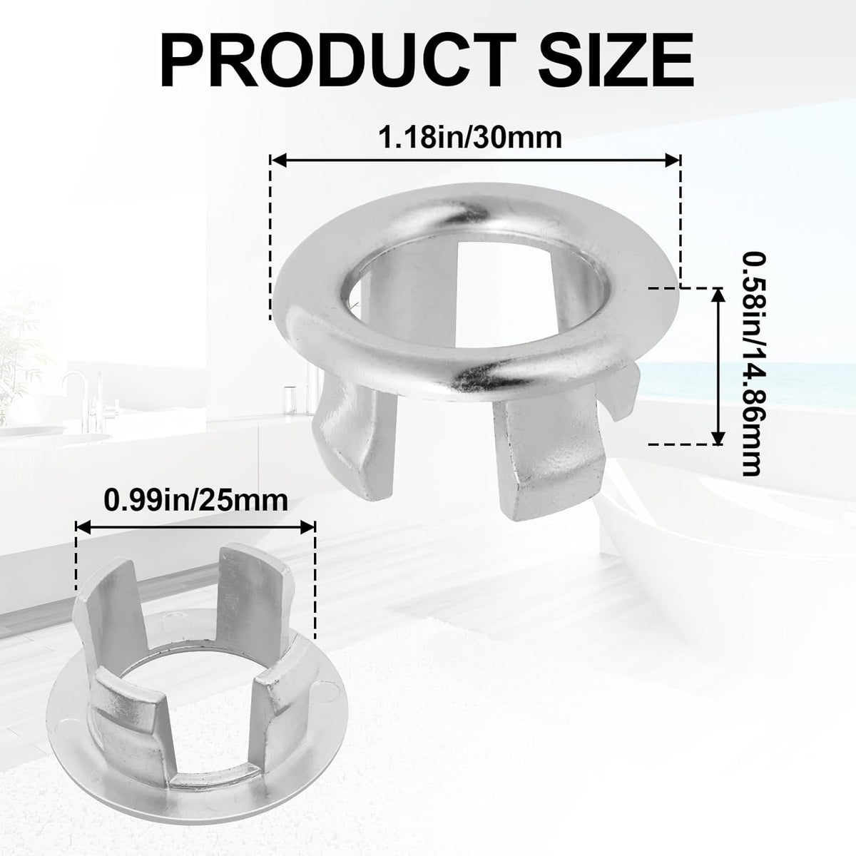 4 Anillos ajuste universal cubiertas redondas baño