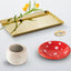 Soporte anillos forma seta plato cerámico rojo