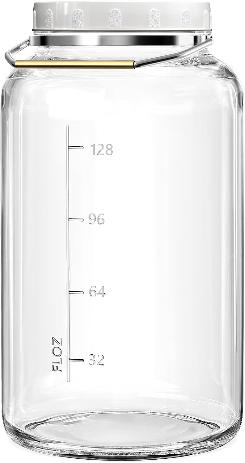 Tarro vidrio 1.5gal tapa hermética asa 2 marcas escala