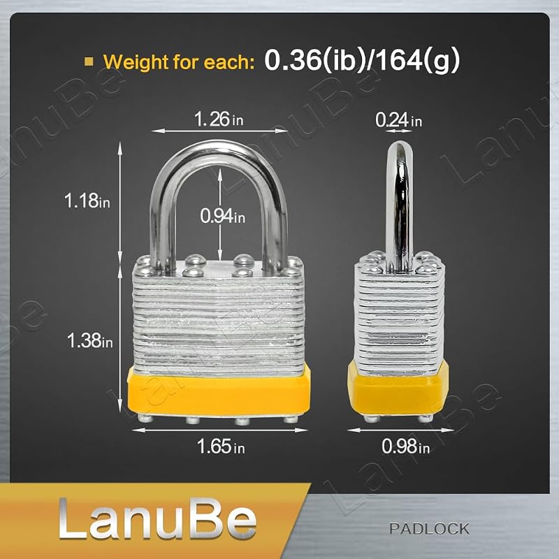 Candado laminado con llave 1.575" pack 12