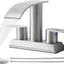 Grifo baño cascada níquel 2 manijas acero inox 4"