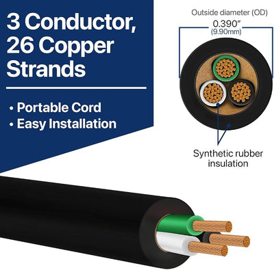 Cable alimentación 16/3 SOOW 10 ft rollo bolsa