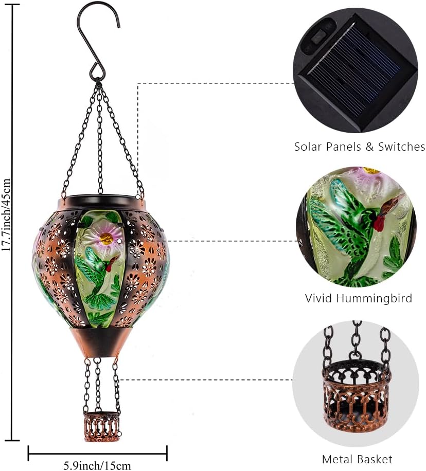 Linterna solar colibrí parpadeante impermeable jardín