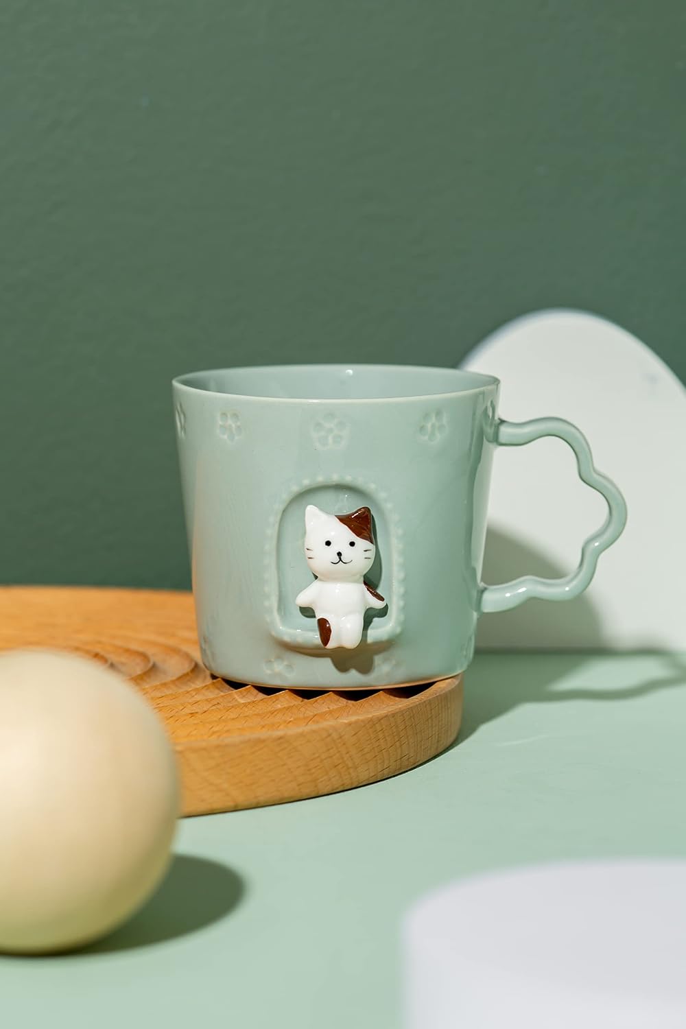 Taza cerámica diseño gato figura hecha a mano regalo niños