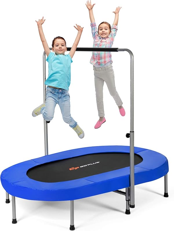 Trampolín plegable para niños con pasamanos y almohadilla