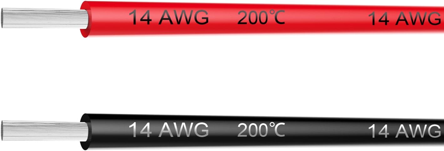 Cable eléctrico 14 AWG 20pies negro rojo flexible 400hilos