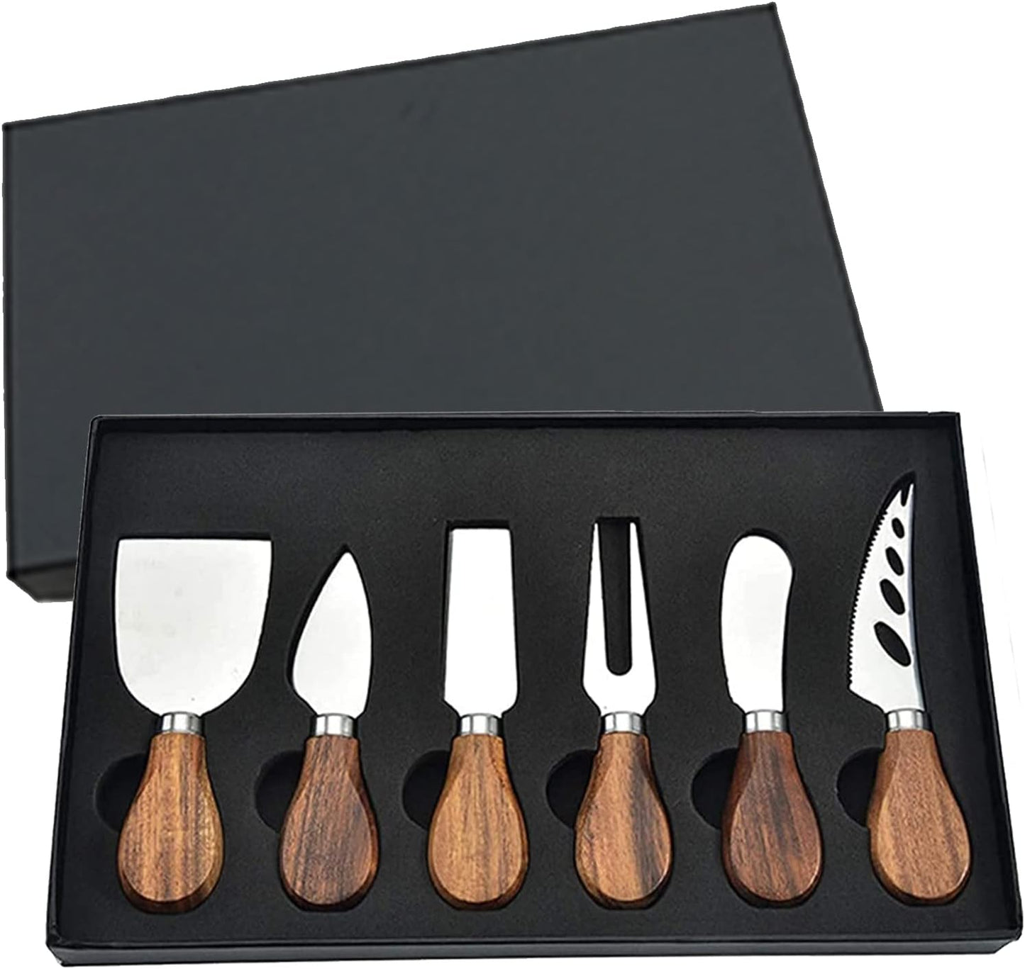 Set 6 cuchillos queso mango bambú acero inox