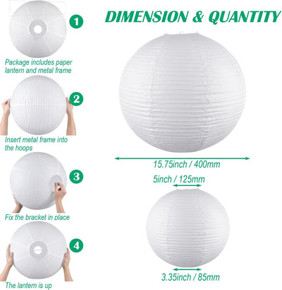 Farol papel redondo blanco 15.75pulg luz colgante