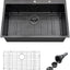 Fregadero cocina negro 33" acero inox con rejilla