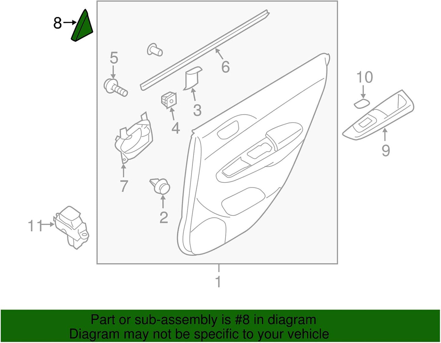 Cubierta puerta trasera derecha Impreza 94251FG040 08-14