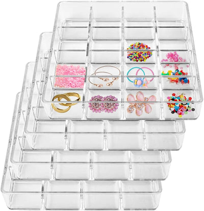 Bandeja organizadora joyas 16 rejillas transparente 4 pzas