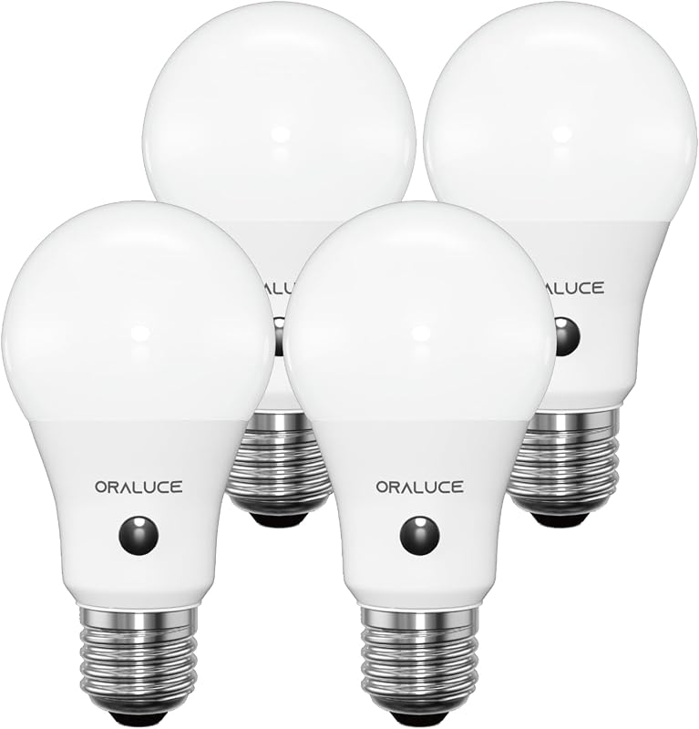 Bombilla LED A19 E26 60W blanco frío 6500K automática paquete 4