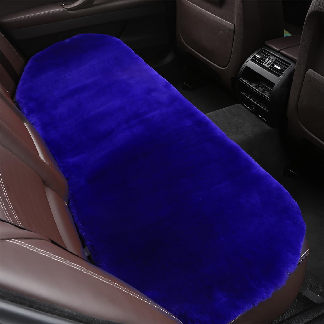 Funda asiento auto piel oveja antiderrap azul